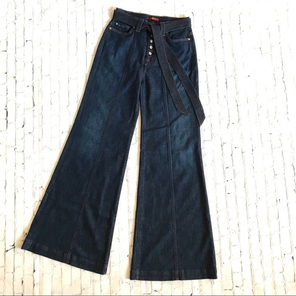 Anthropologie 7 FAMK Wide Leg Belted Button Front - Picture 2 of 8